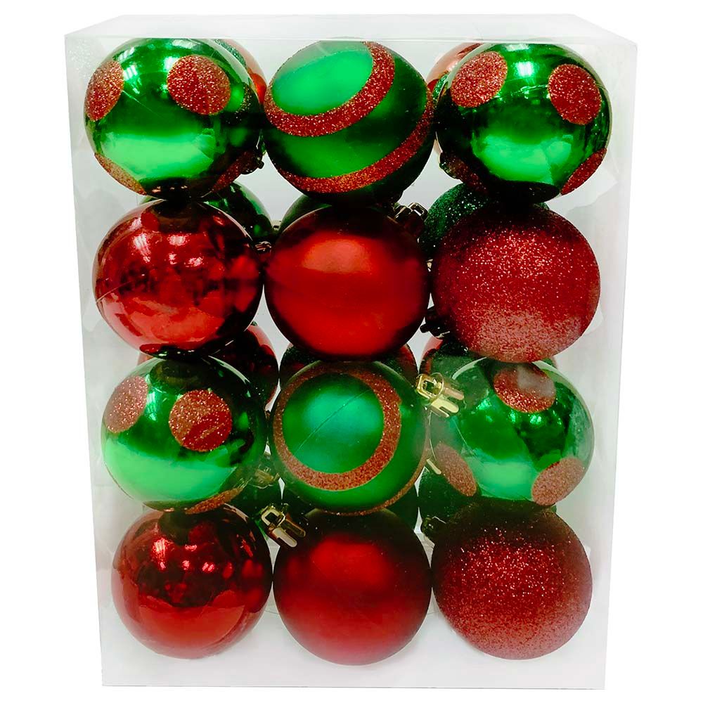 Christmas Magic - 24pcs Christmas Balls Shiny Matt Glitter 5cm - Assorted