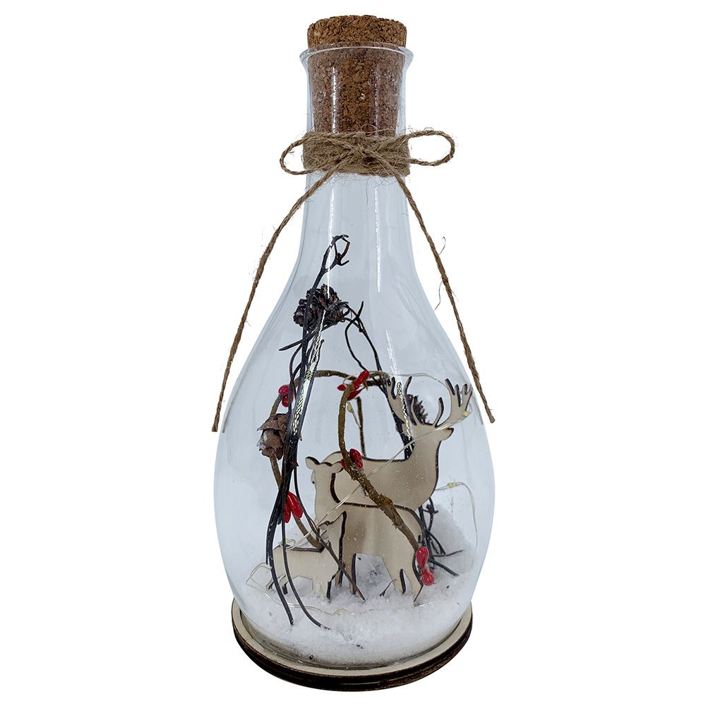 Christmas Magic - Glass Bottle Decoration w/ LED - 10 x 21cm