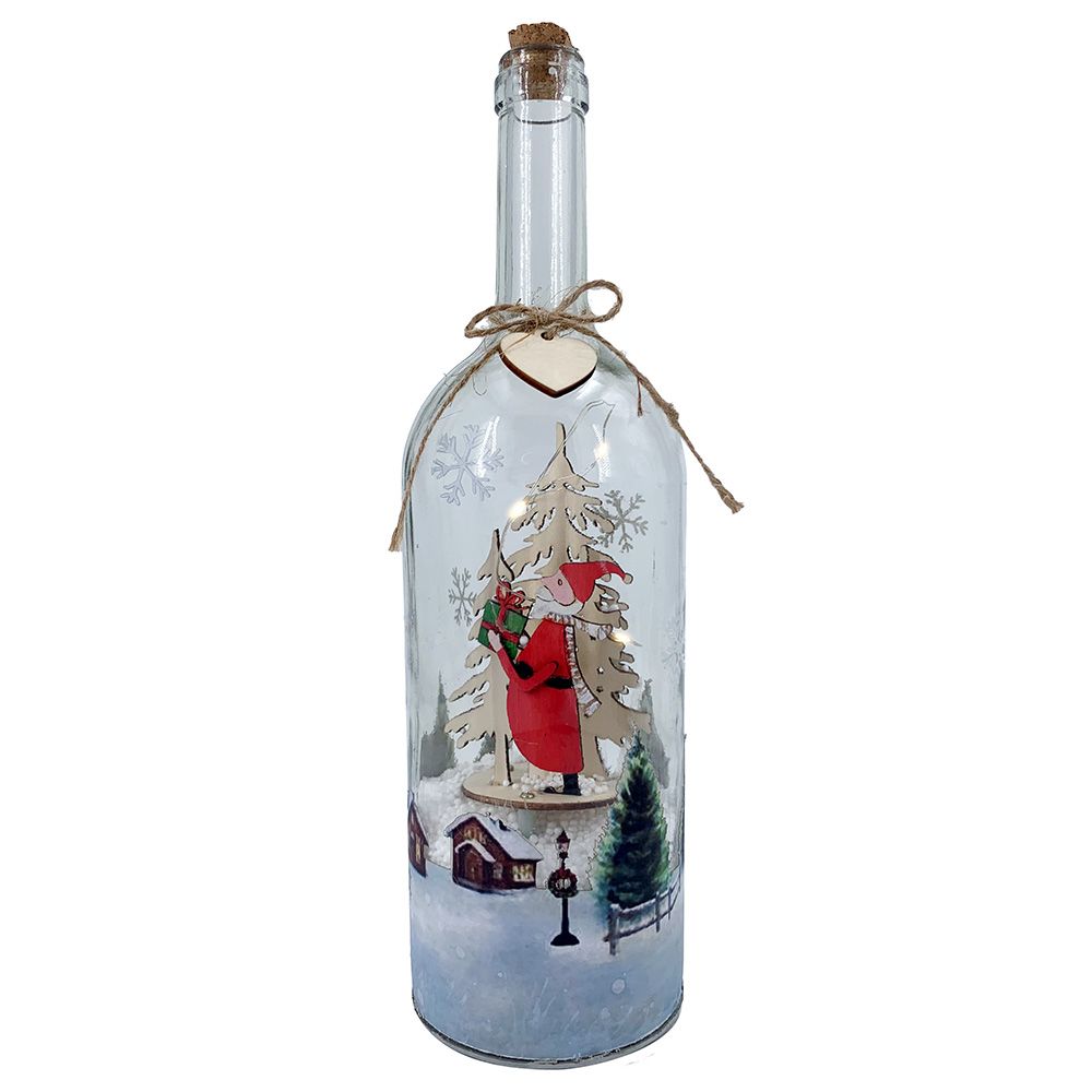 Christmas Magic - Glass Bottle Decoration w/ LED - 8.7 x 31 cm