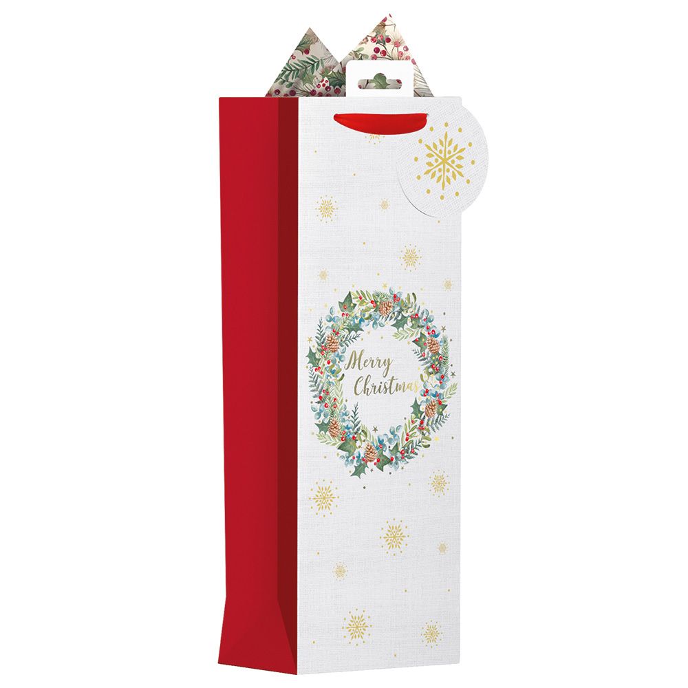 Giftmaker - Merry Christmas Foliage Bottle Bag