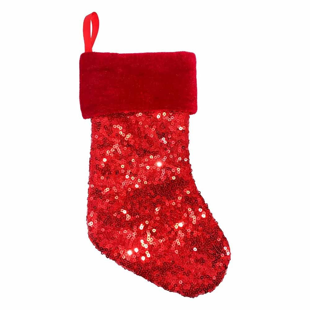 Christmas Magic - Sequins Stocking 25 cm - Red