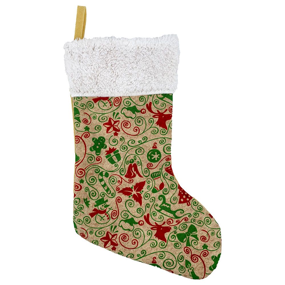 Christmas Magic - Christmas Printed Stocking 43 cm - Beige