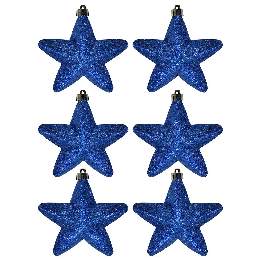 Christmas Magic - 6pcs Hanging Star 10cm - Blue