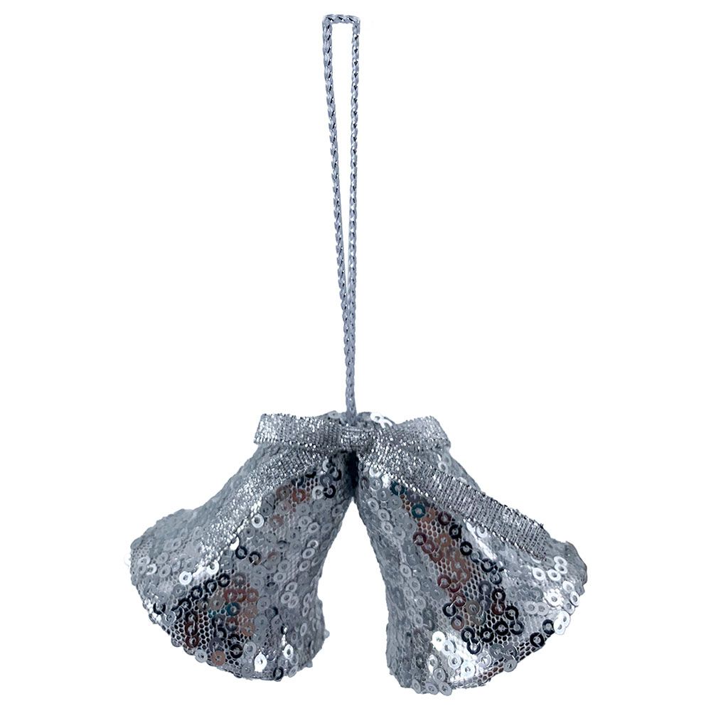 Christmas Magic - Christmas Hanging Bells w/ Sequins 2pcs - Silver