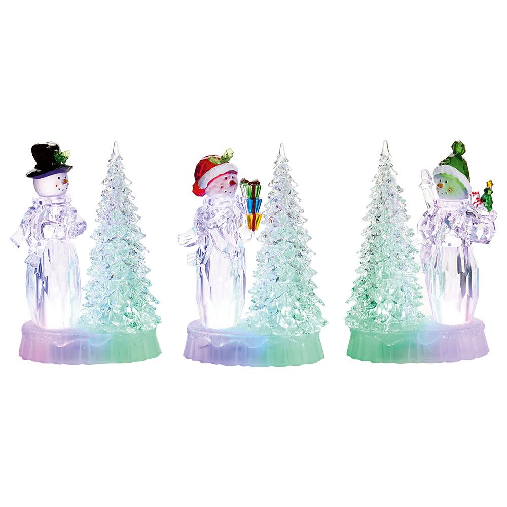 Premier - Acrylic Snowman with Tree 21cm Assorted 1pc - White