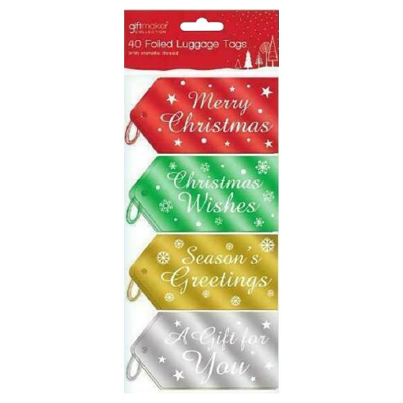 Giftmaker - 40pcs Foiled Luggage Tags - Assorted