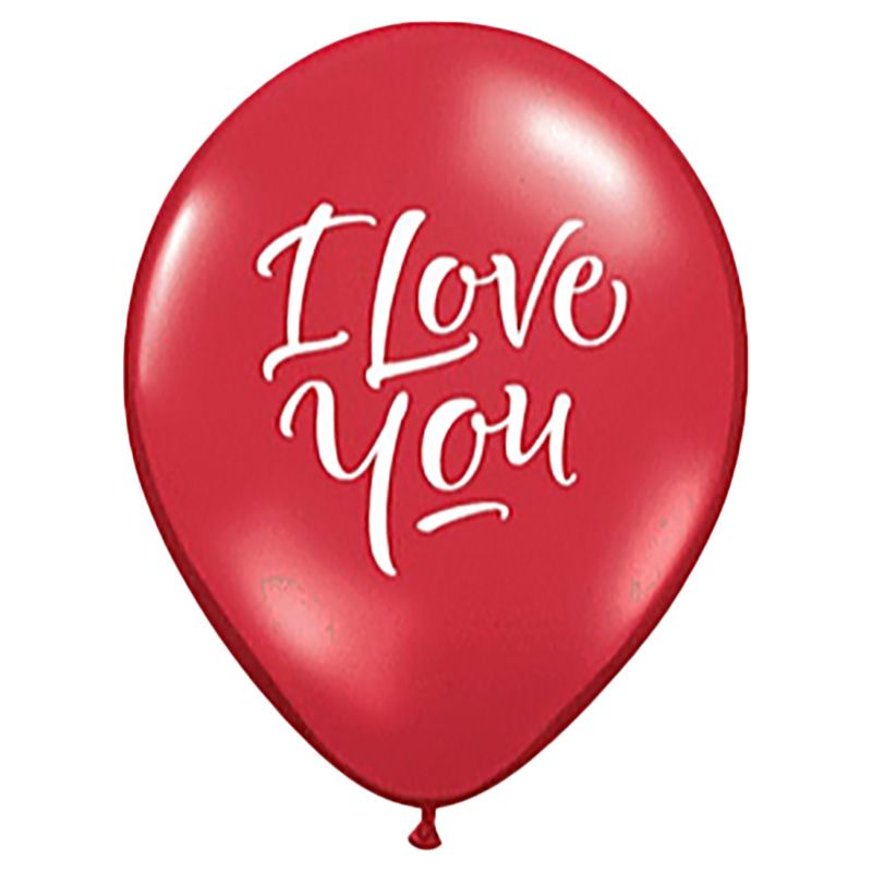 Qualatex - Printed Latex I Love You Script Balloon - 11Inch - 50pc - Ruby Red