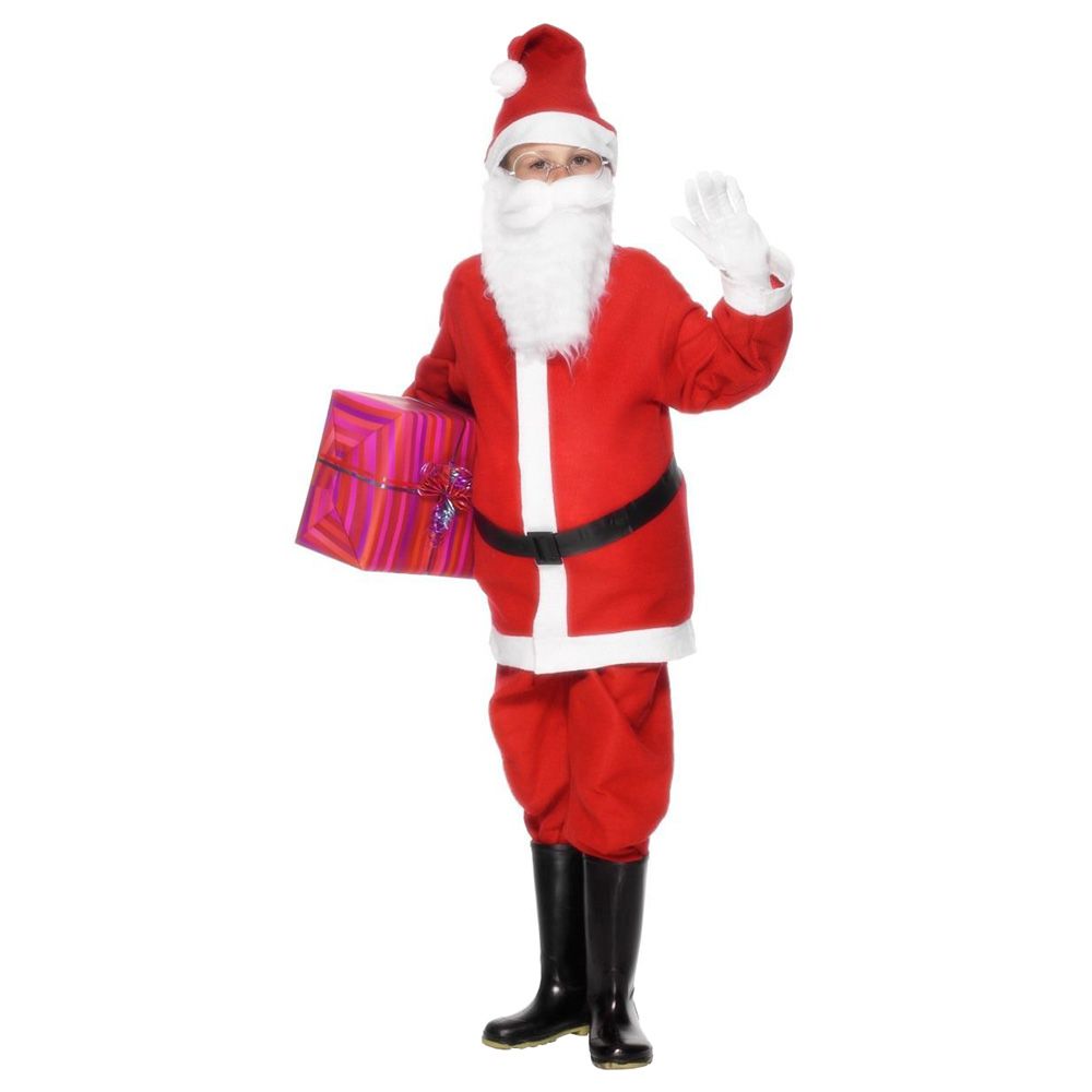 Smiffys - Santa Boy Costume with Jacket Trousers Hat & Belt - Red