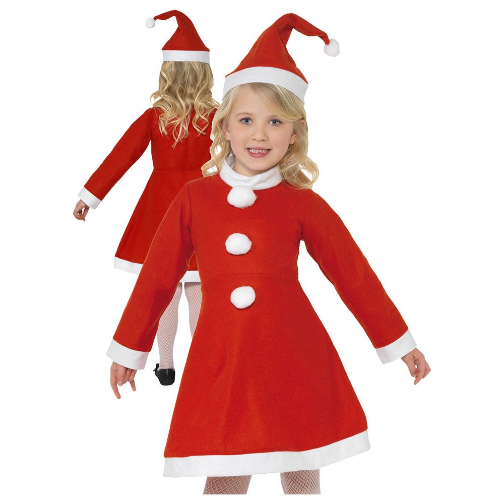 Smiffys - Santa Girl Costume With Dress & Hat Red - Large