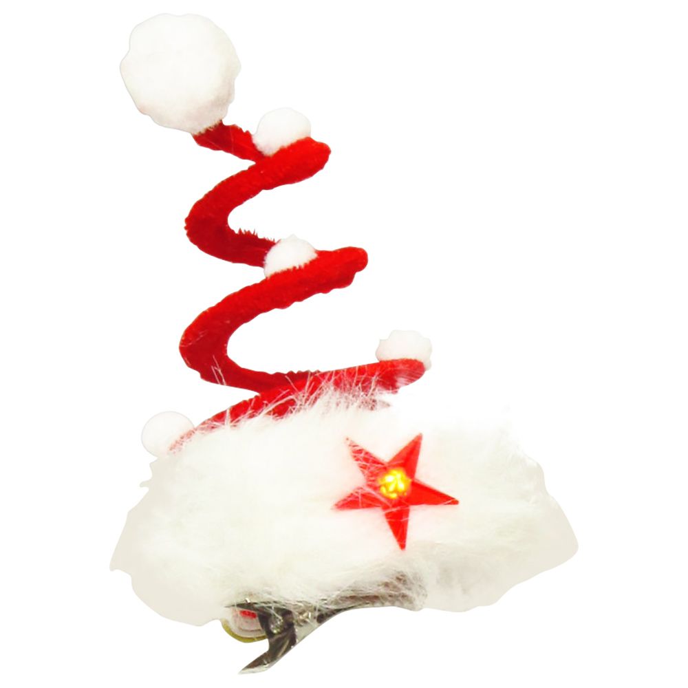 Christmas Magic - Spiral Santa Hat Hair Clip w/ Flashing Star