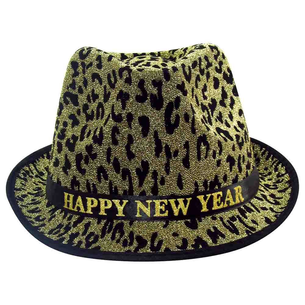 Party Magic - Jazz Deluxe Gold Hat With Animal Print