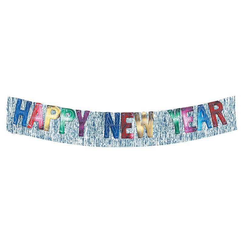 Party Time Metallic Banner W/ Happy New Year Silver W/ Foil