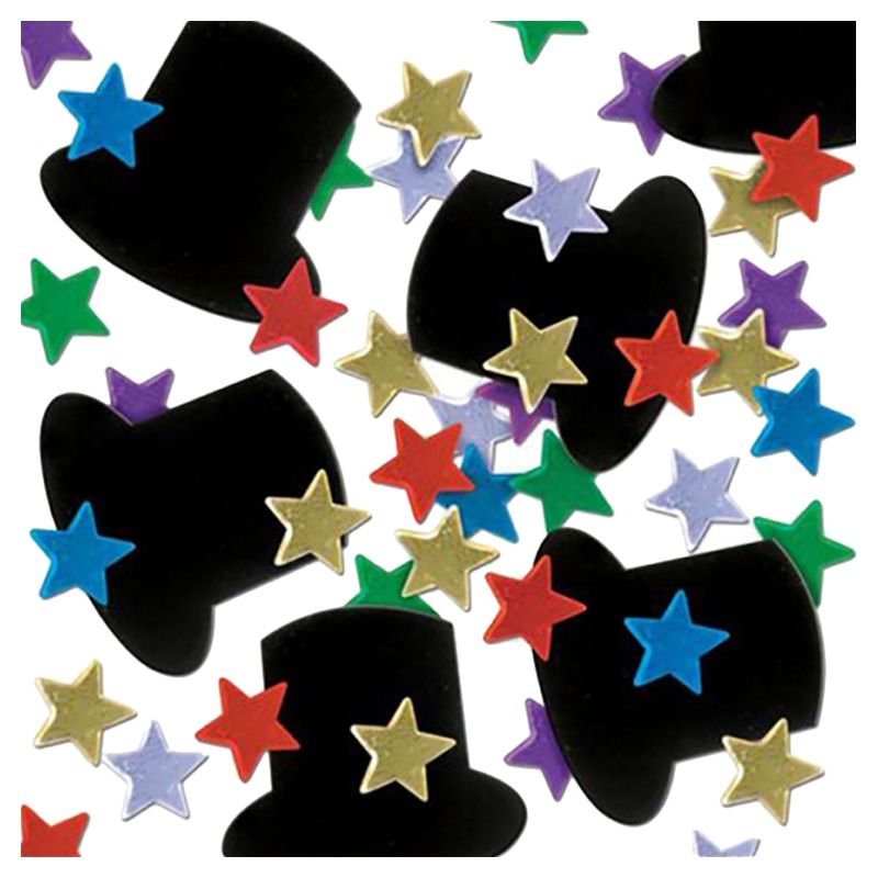 Party Time - Metallic Top Hats & Stars Confetti - Multi 