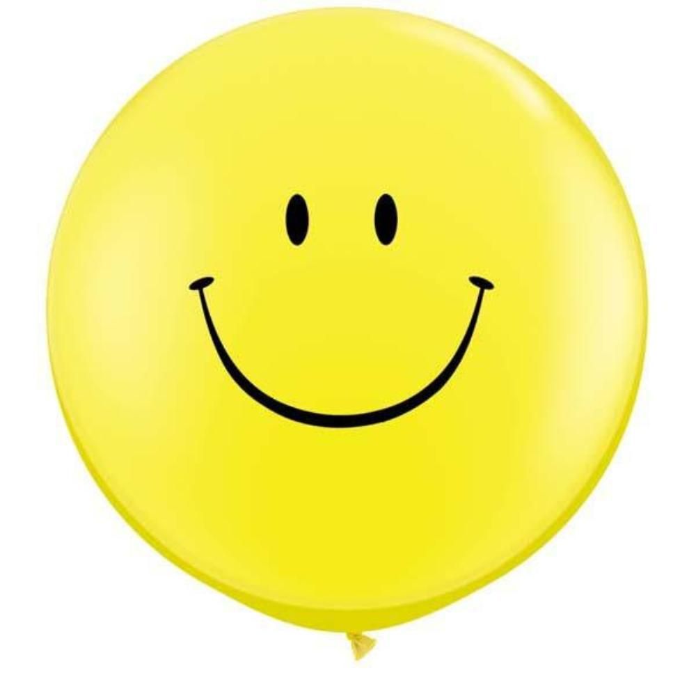 Qualatex - 36'' Yellow Smiley Face Latex Balloon 2pcs