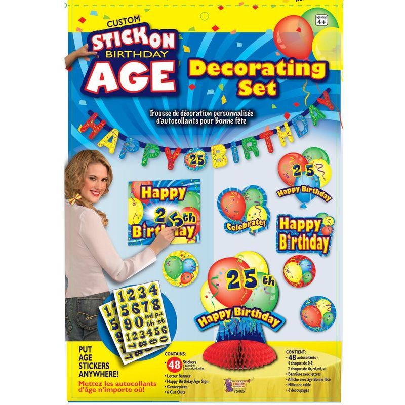 Forum - 48Pc Stick On Birthday Decorating Set