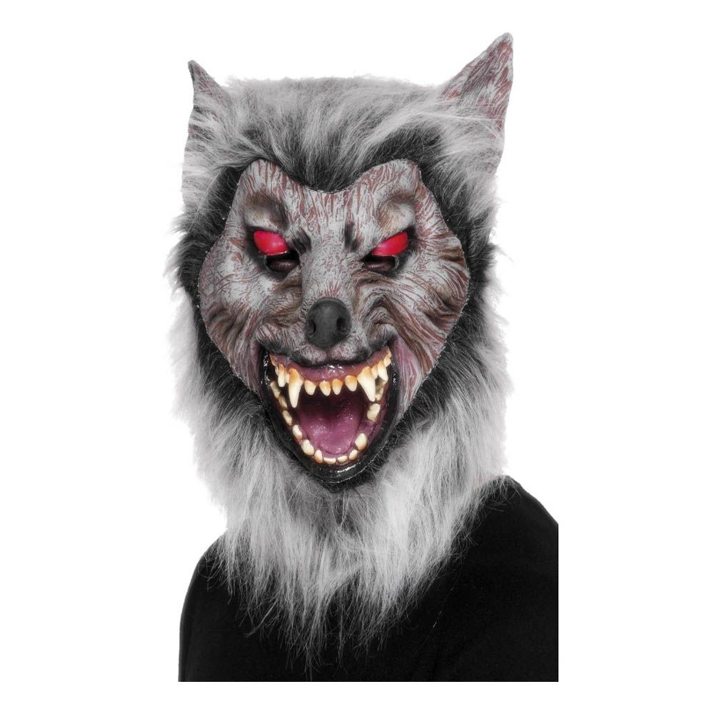 Smiffys - Wolf Prowler Mask w/Hair - Grey