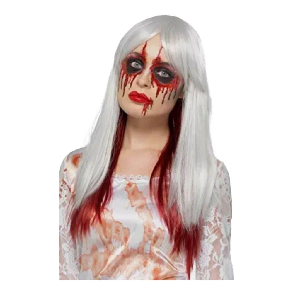 Smiffys - Deluxe Blood Drip Ombre Wig For Women - White/Red 