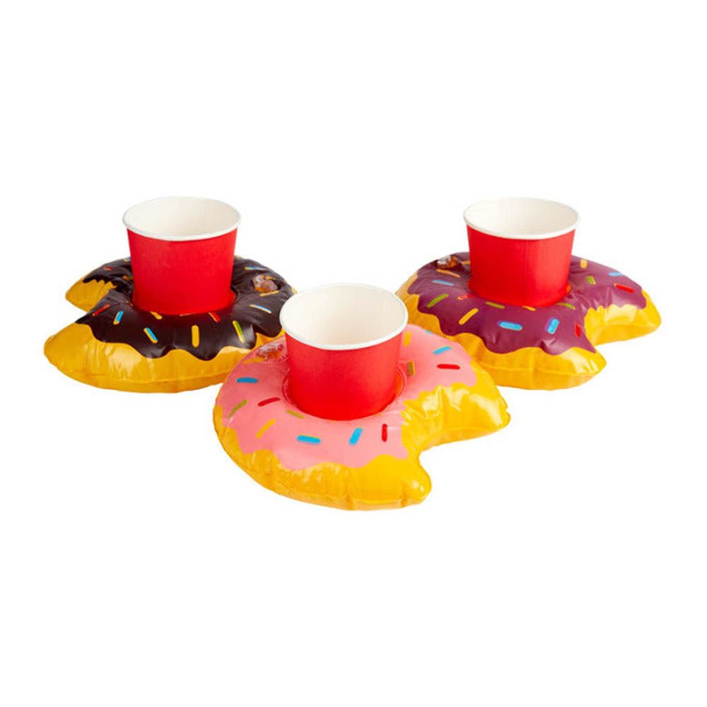 Smiffys - Inflatable Donut Drink Holder Ring 3pc-Set - 20 cm Size