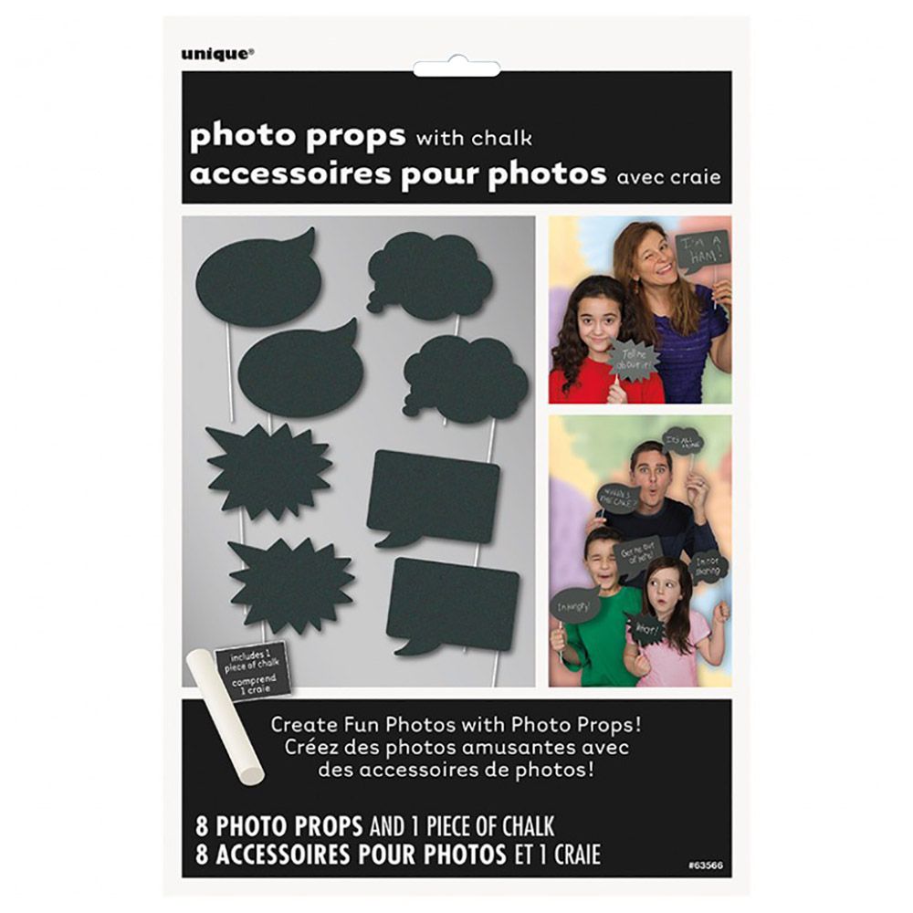 Unique - Chalkboard Photo Booth Props 8pc W/ 1 Chalk