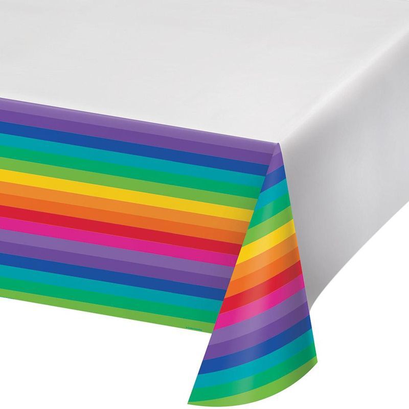 Creative Converting Rainbow Plastic Table Cover Border Print