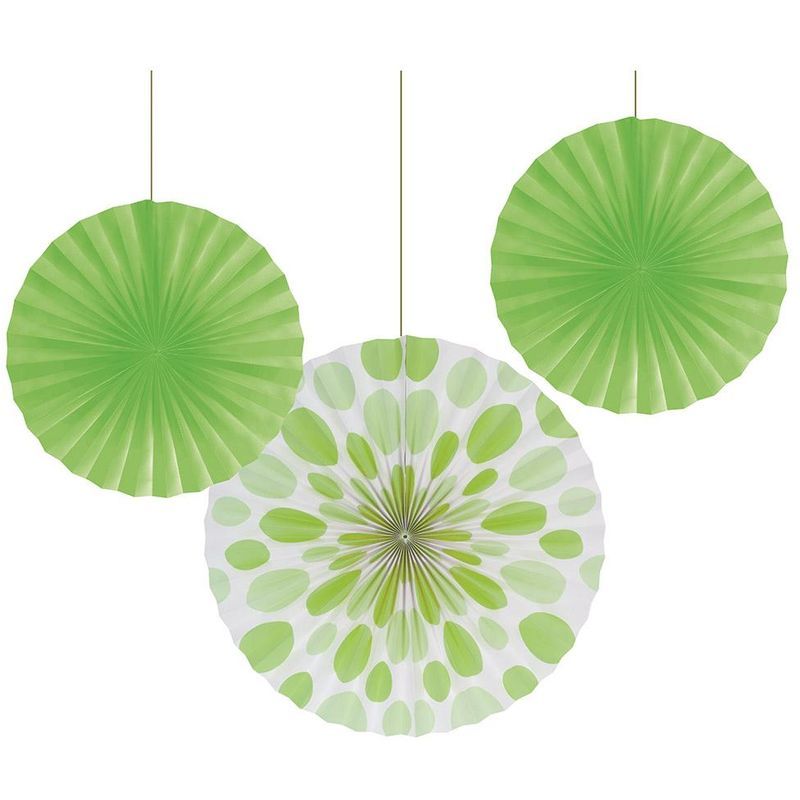 Creative Converting Solid & Polka Dot Paper Fan Fresh Lime