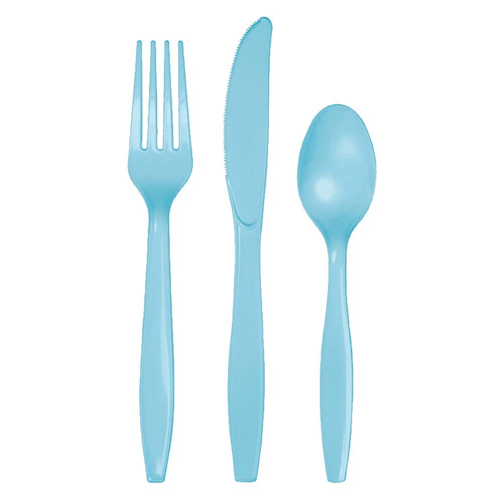 Party Zone - Touch of Color Cutlery Set 24pcs - Pastel Blue