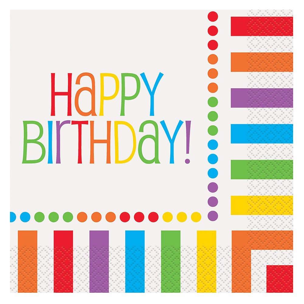 Party Zone - Rainbow Birthday Luncheon Napkins 16pcs