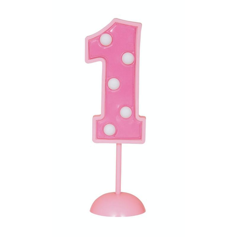 Unique - Flashing Number Decoration 1 Pink 1pcs