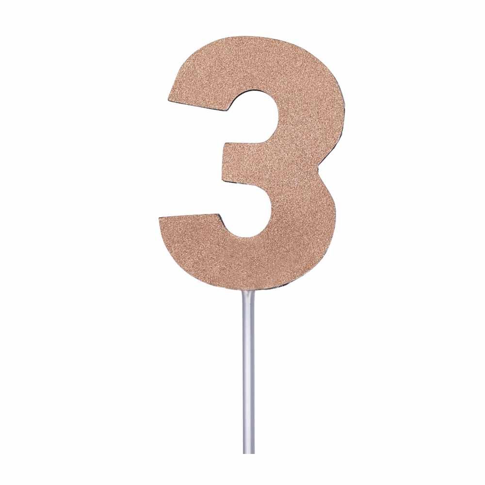 Forum Novelties - Diamond Number 3 Cake Topper - Rose Gold