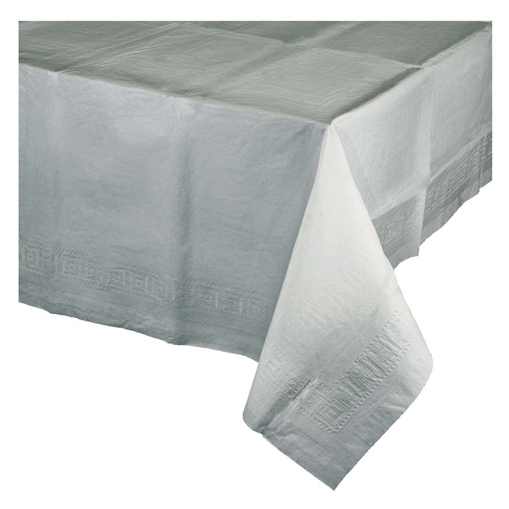 Party Zone - Plastic Lined Tablecover - Sliver