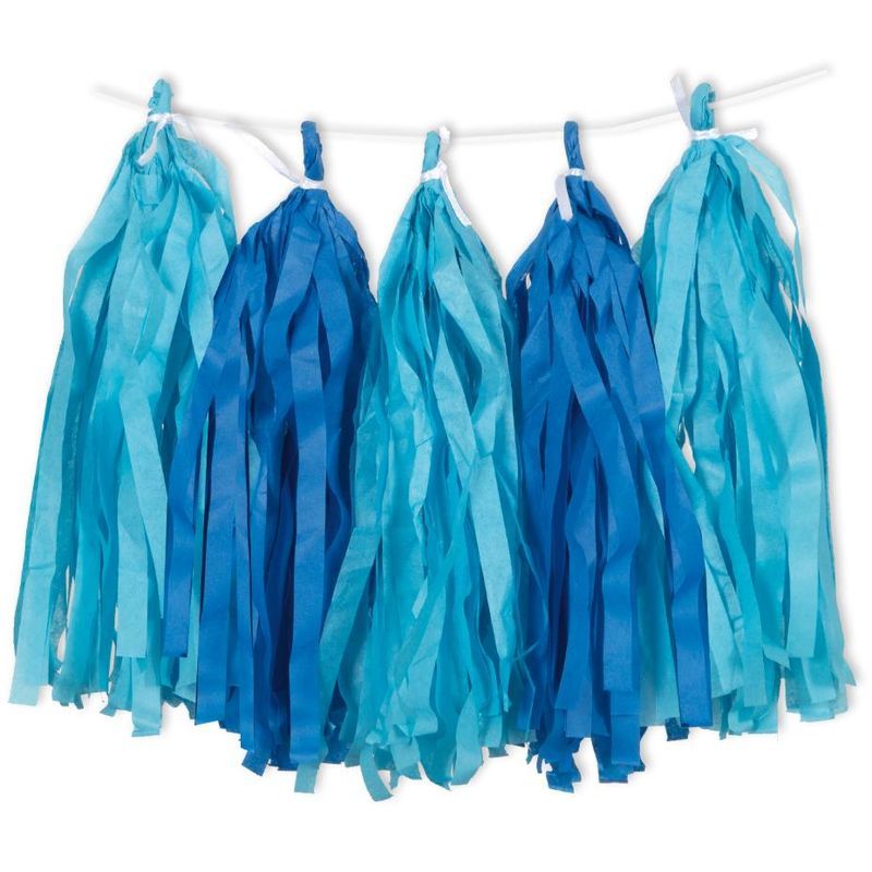 Unique - Royal & Light Tissue Paper Tassel Garland 9ft