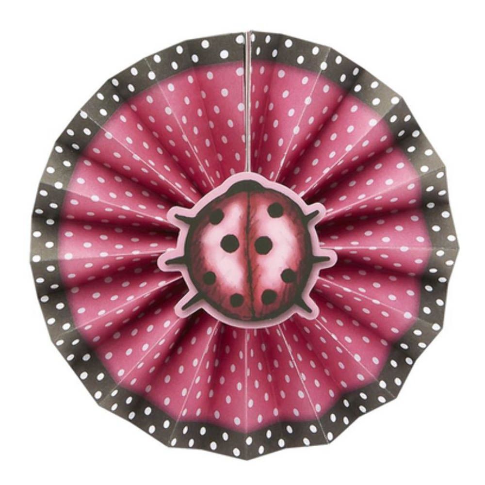 Smiffys - Santoro Ladybird Paper Fans 30 cm - Pack of 3 - Pink