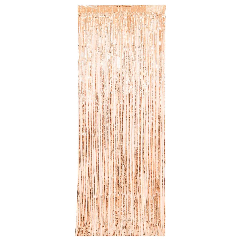 Unique - Metallic Fringe Door Curtain - 3X8 Ft - Rose Gold