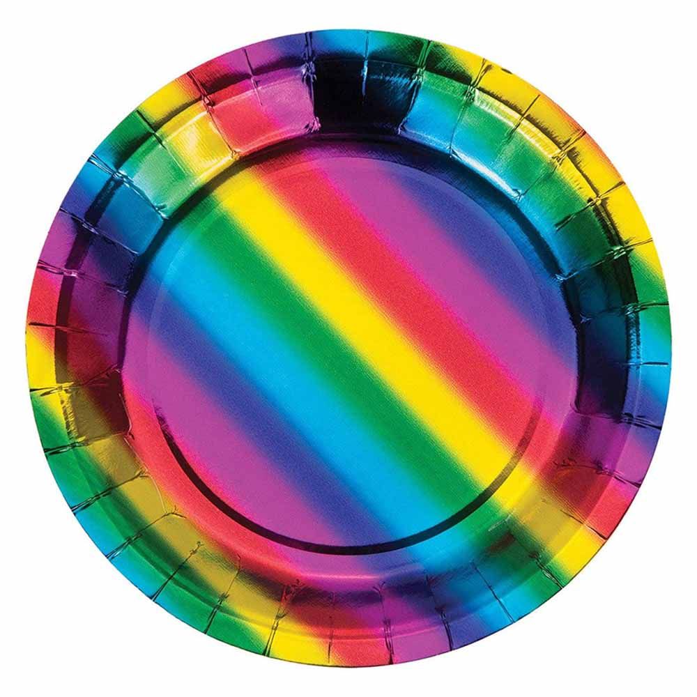 Creative Converting Rainbow Foil Lunch Plates 17.78 cm - Pack of 8