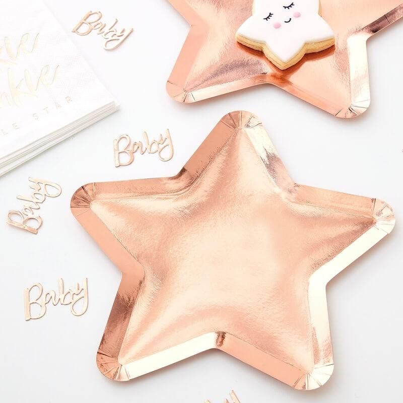 Ginger Ray - Rose Gold Star Shaped Paper Plates 8pcs