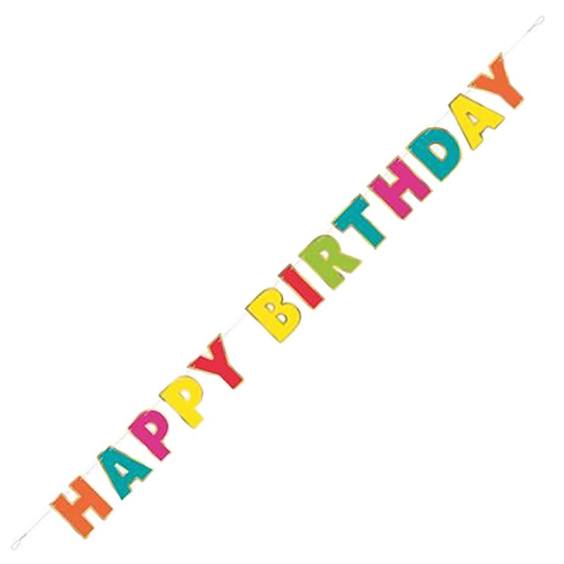 Unique - Gold Foil & Rainbow Happy Birthday Banner 7.25 ft.