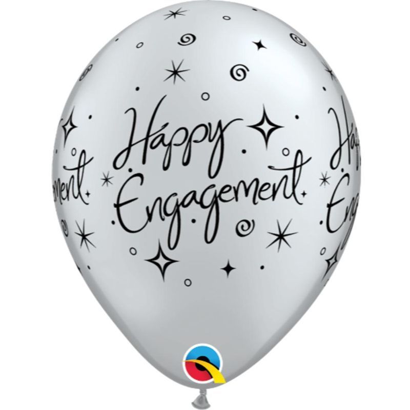 Qualatex 11In Printed Balloon Engagement Elegant Silver 6pcs