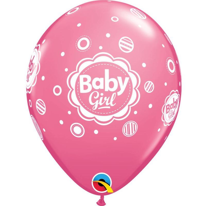 Qualatex - Baby Girl Dots 11in Rose Latex Balloon 6pcs