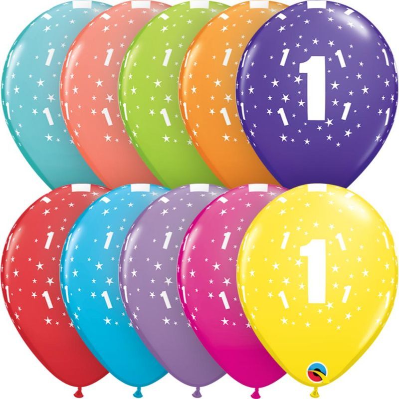 Qualatex Age 1 11in Tropical Assortment Latex Balloon 6pcs