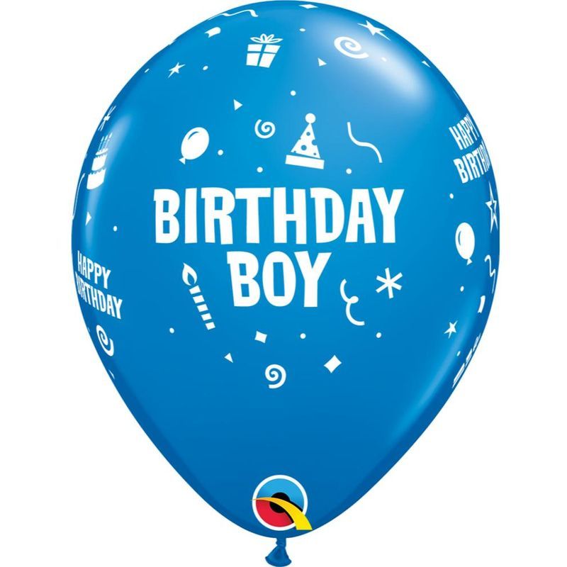 Qualatex - Birthday Boy 11in Dark Blue Latex Balloon 6pcs