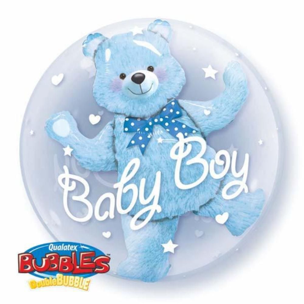 Qualatex - 24'' Baby Blue Bear Double Bubble