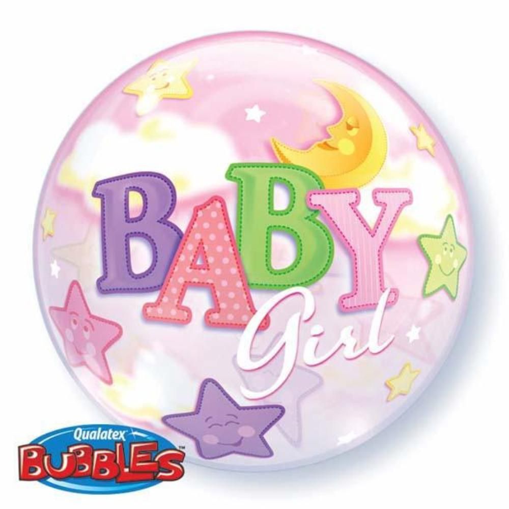 Qualatex - Baby Girl Moon & Stars Single Bubble 22''