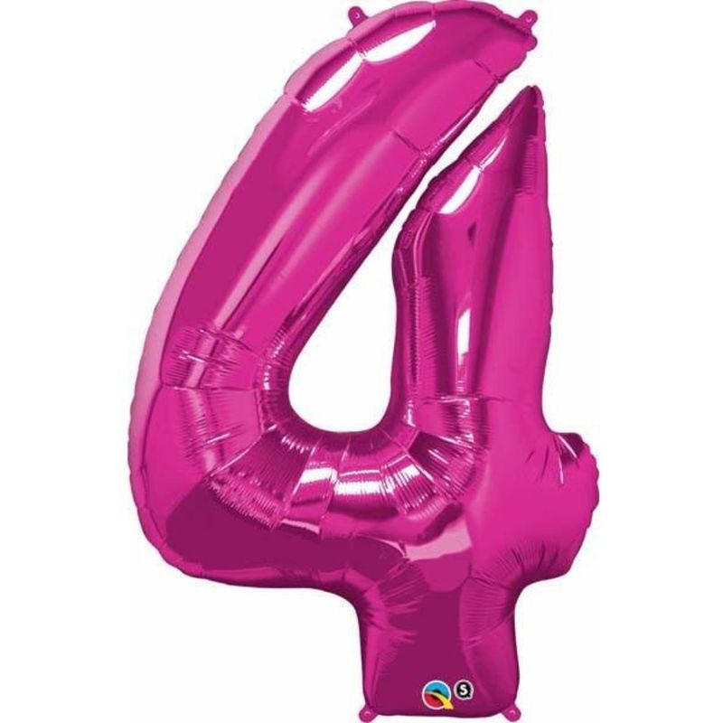 Qualatex - Number Four Magenta 34in Number Foil Balloon 1pc