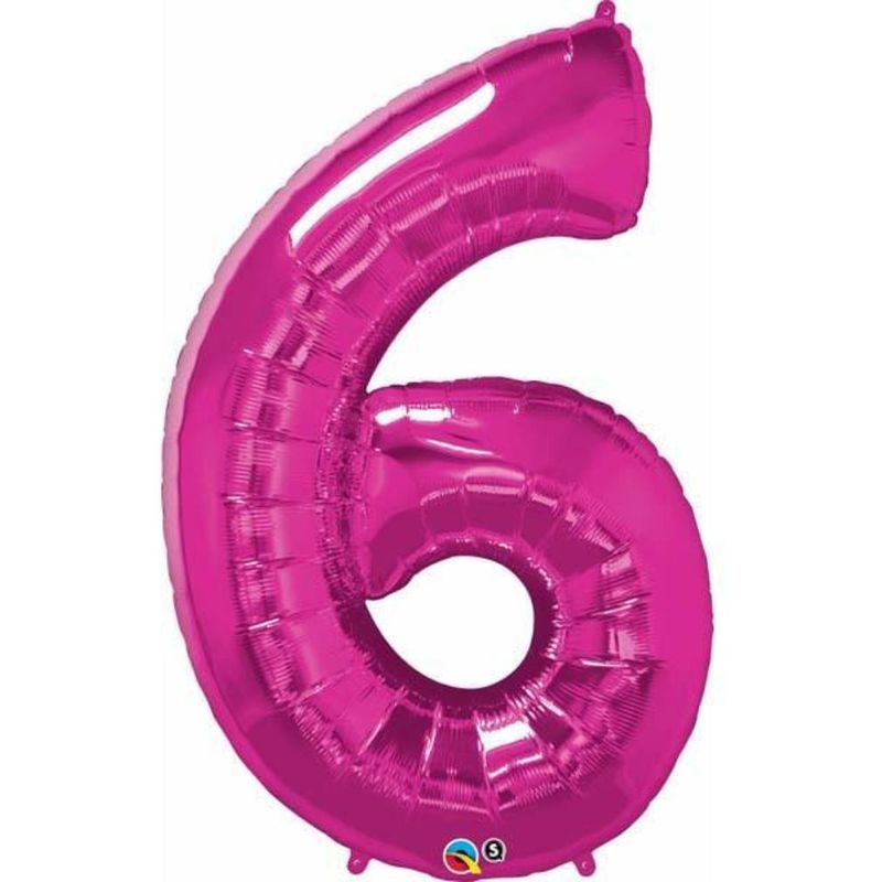 Qualatex - Number Six Magenta 34in Number Foil Balloon 1pc