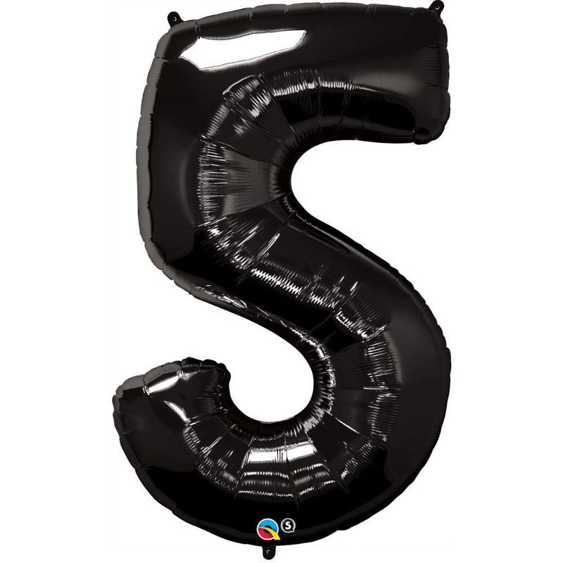 Qualatex - Number Five Onyx Black 34in Number Foil Balloon 1pc