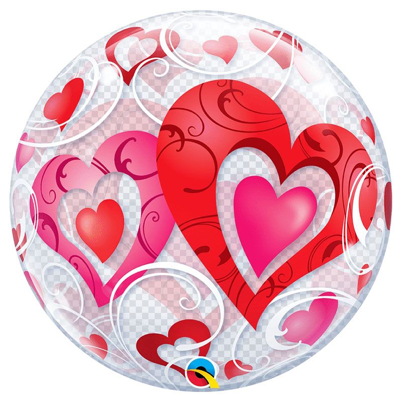 Qualatex - Valentines Red Hearts Bubble Balloons