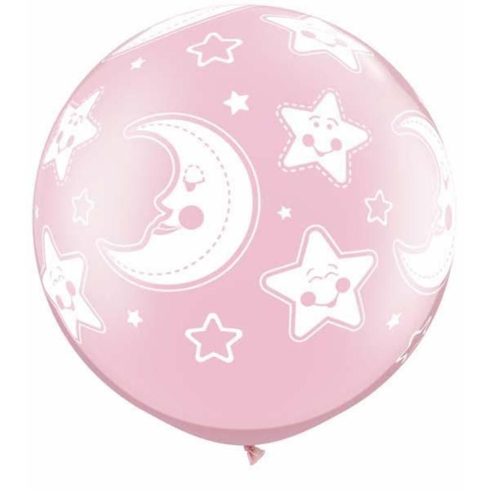 Qualatex - 30'' Baby Moon & Stars Pearl Pink 2pcs