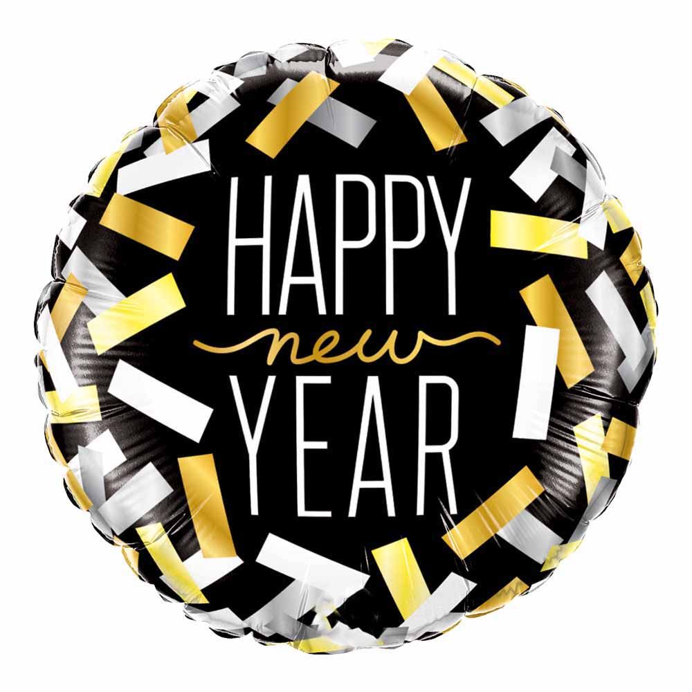 Qualatex - New Year Confetti Stripes Foil Balloon 18 Inch - Black