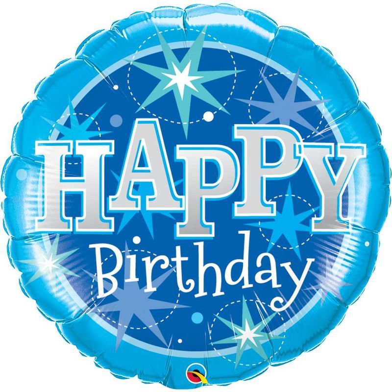 Qualatex 36 Inch Supershape Foil Balloon - Bday Blue Sparkle