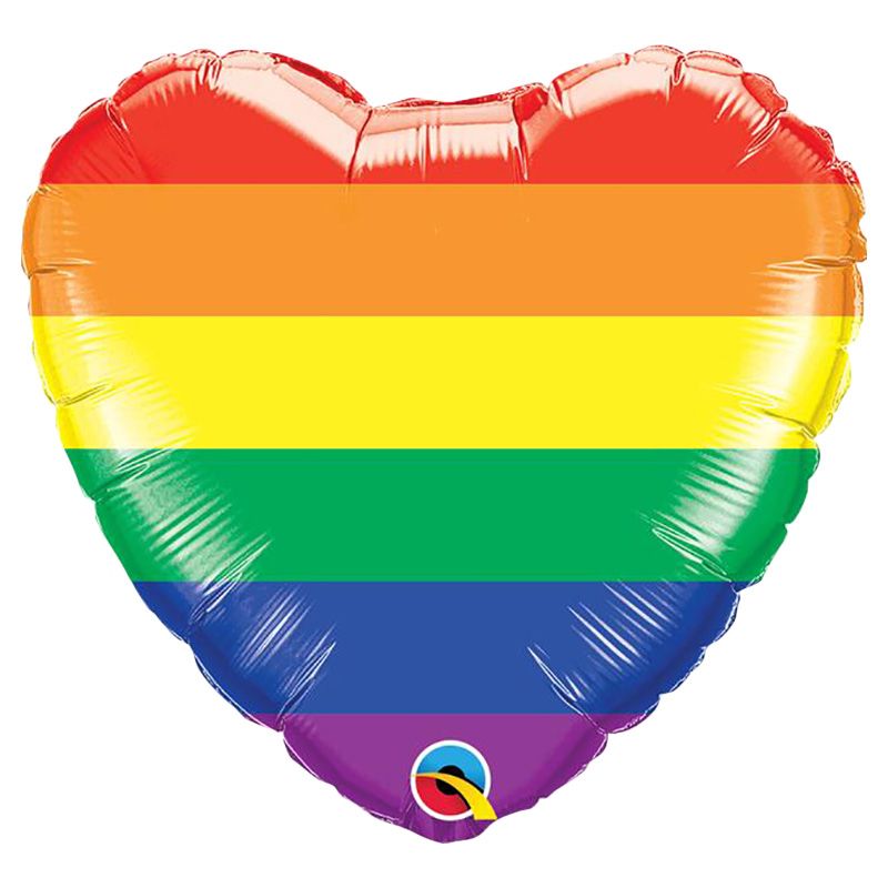 Qualatex - Rainbow Stripes Heart Shaped Foil Balloon 18"